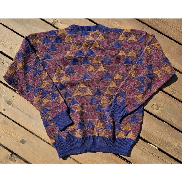 VTG Expression International Crew Neck Sweater Sz 1X Grandpa Cosby Geometric Y2K - Picture 5 of 5